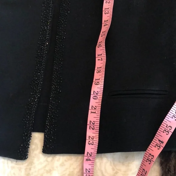 SPARKLE! Vintage Wool Open Cardigan Black Sweater with Rhinestone Trim  Sz L - Picture 5 of 8